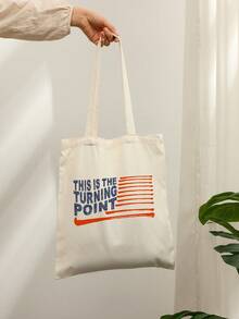 1 Pc This Is The Turning Point Quote Pattern Tote Bag Shoulder Bag For Travel Daily Commute Women's Shopping Bag, Best Gift For Her,  Folding Shoulder Bag Summer Beach Holiday Bag Travel Gift For Man Woman