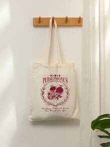 1 Pc Persephone's Pomegranates Pattern Tote Bag Shoulder Bag For Travel Daily Commute Women's Shopping Bag, Best Gift For Her,  Folding Shoulder Bag Summer Beach Holiday Bag Travel Gift For Man Woman