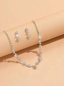 Elegant Minimalist Bridal Jewelry Set: Necklace & Earrings, Perfect Accessory For Wedding, Party, Banquet