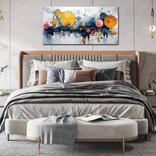1 peça impressão em tela estilo aquarela azul e amarela - pinturas abstratas modernas em pôster - arte decorativa para sala de estar, quarto, banheiro, café, adequada para as estações de verão e inverno, sem moldura, 50 x 100 cm/19,68 x 39,37 polegadas - Multicolorido - Ver 3