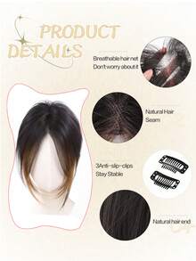 夹式合成发饰，带刘海，适合稀疏头发，16 英寸长层次发饰，适合女士渐变色混合金发 - 彩色 - 查看 5