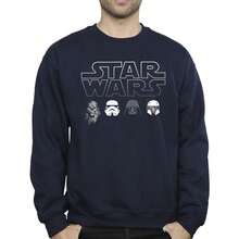 Star Wars Herren Sweatshirt mit Charakterköpfen (Navy Blau) - Blau - Übersicht 4