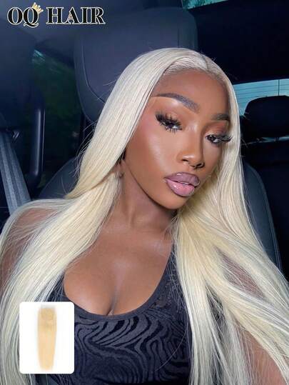 OQ Hair Straight 4*4 HD Lace Closure 10-20 Inch 613 Blonde Color 100% Human Virgin Hair Silk Weaves Human Hair Looking Versatile Style Human Hair Wig For Women Hair Accessory Halloween Costumes Women Free Shipping Travel Essential Accessories