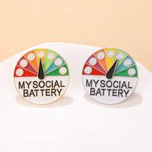 My Social Battery Emotion Management Rotatable Metal Badge, Mood Management Brooch Backpack Decor Christmas Gift