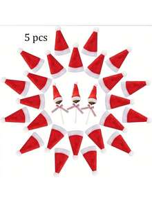 5/10/20 sztuk Mini czapki Mikołaja Spraw, aby Twój świąteczny prezent na imprezę był błyszczący i zestawy zastawy stołowej! Świąteczny prezent Czapka z lizakiem do rękodzieła, Mini czapka Mikołaja na świąteczny prezent - Wielokolorowe - Zobacz 11