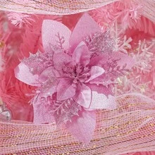 1/10/20/30pcs Pink Glitter Poinsettia Christmas Tree Decorations - Artificial Poinsettia Roses, Suitable For Holiday Wreath Decorations, Photo Background Decorations, Christmas And New Year Holiday Decorations, Christmas Tree Window Decorations, Room Background Decorations Home Decor Christmas Decorations Room Decor