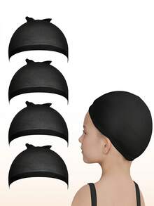 4PCS Nylon Wig Caps For Girls. Stretchy Stocking Caps For Wigs, Natural For Halloween, Cosplay. Small For Girls - Multicolor - View 1