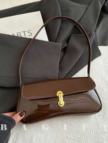 Women's Vintage Faux Oiled Leather Flap Decor One Shoulder Underarm Bag, Suitable For Dating, Outing, Party