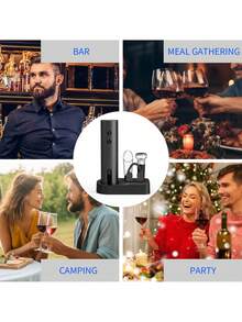CLITON 1 chiếc/Bộ cổ điển/Tùy chọn bộ cơ bản: Máy mở nắp chai rượu điện tử dùng pin Lithium-Ion 500mAh, giao diện Type-C, có dao cắt màng bọc và đèn chiếu sáng - Bộ sản phẩm bao gồm bộ sạc, vòi rót, nút chặn và đế kiểu dáng đẹp - Máy mở nắp chai tiện lợi chỉ với một chạm, thích hợp cho quầy bar tại nhà - Món quà trang nhã lý tưởng cho Giáng sinh, sinh nhật, đám cưới, tân gia, Ngày lễ tình nhân. - Nhiều màu - Xem 7
