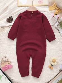 Infant Girls' Knitted Long Sleeve Deer Pattern Romper