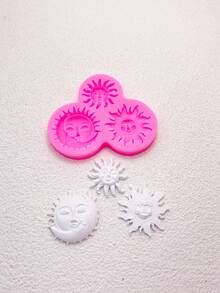 1pc Pink Triple Sun Face, Moon Face Silicone Mold. Handmade Decorative Props Are Easy To Demold And Can Be Reused. - Pink - View 7