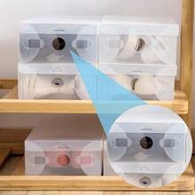 10/20 BUC Cutii de pantofi pliabile transparente din plastic - Cutii de depozitare din plastic impermeabile, rezistente la praf, stivuibile pentru pantofi, adidași, tocuri înalte, haine și alte articole - Ideale pentru uz casnic și în comerț cu amănuntul, organizator de pantofi