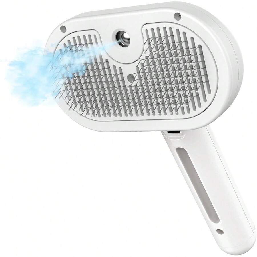 Cepillo Eléctrico para Perro con Atomizador, Autolimpiante Cepillos de Aseo para Gato, Evita los Pelos Voladores y Masajea Limpiamente, Cuidado Portátil de Mascotas para Peinado de Mascotas Masaje y Depilación - 1 - Ver 1