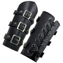 Two-Piece Handmade Halloween European Medieval Retro Knight Wristband COSPLAY Stage Costume Props - Black - View 3
