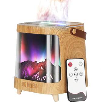 SULVGO Difusor de aromas Aurora, súper soñador, difusor de aromaterapia con luz colorida, humidificador con control remoto y temporizador, tanque de agua de 200ml para dormitorio y oficina