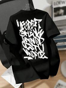 Graffiti Letters T-Shirt Unisex Men's Women's Blouse 100% Cotton Premium Top Street Wear New Release Immediate Shipping Various Colors!! Plus Size - 黑色 - 查看 1