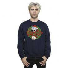 RICK AND MORTY Mens Christmas Wreath Sweatshirt (Navy Blue) - Blue - View 1