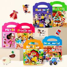 Reusable Waterproof Sticker Books For Kids, DIY Sticker Travel Toys Suitable For Boys And Girls, Can Be Stuck On Cups, Refrigerators, Glass Windows, Christmas Decorations, Halloween Designs, Shopping Stores, Body Recognition, Princess Dress Up, Farm Themed Stickers, Christmas, Birthday, Halloween Gifts For Children - Multicolor - View 3