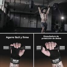 Calleras Crossfit, Calleras de Cuero Unisex con Muñequera Ajustable, para Gimnasio, Entrenamiento, Halterofilia, Etc. - Negro - Ver 6