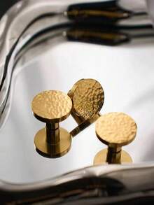 1/2/3 件手工锤击锌合金拉手，简约金色圆形旋钮，适用于衣柜、橱柜、抽屉、梳妆台、家具