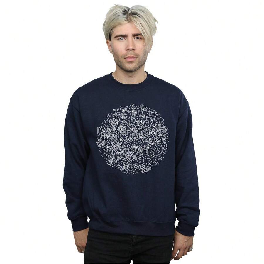 Star Wars Mens Christmas Death Star Sweatshirt (Navy Blue)