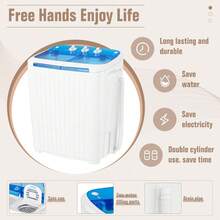 Portable Washer And Dryer, 16 LBS Mini Small Washing Machine Combo With Spin Dryer, Compact Twin Tub Laundry Washer Machine For Apartments, Dorm, RV, Camping - 查看 6