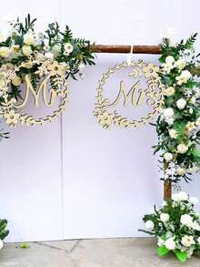 2pcs Mr. And Mrs. Wedding Chair Back Creative Letter Pendant Wedding Gift (With Two Ribbons) Can Be Used As Photo Props, Souvenirs, And Perfect Gifts For Family, Friends, Or Other Newlyweds In Your Life