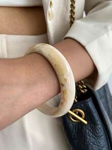 1 pieza/Set de 3 piezas Brazalete ancho asimétrico de resina de estilo bohemio vintage, joyería de lujo para uso diario y fiestas, regalo para mujeres (el color y el material del brazalete están sujetos al producto real)