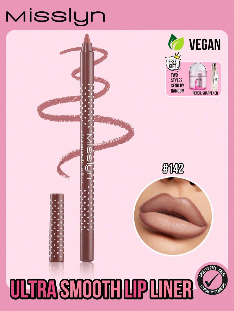 Misslyn MISSLYN - Ultra-Smooth Lip Liner, Long-Lasting Rich Lip Color, Convenient Retractable Design, Sharpenable Gel Lip Liner, Smooth Application, Natural Makeup Effect, High Pigmentation, Not Easy To Fade, Can Be Shaped With A Pencil Sharpener, High Pigmentation Natural Lip Makeup, Long-Lasting Smooth Ultra-Fine Matte Lip Liner, Vegan, Cruelty-Free,