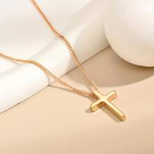 1 Piece Of Gold Simple Fashion Cross Necklace - Golden - View 4