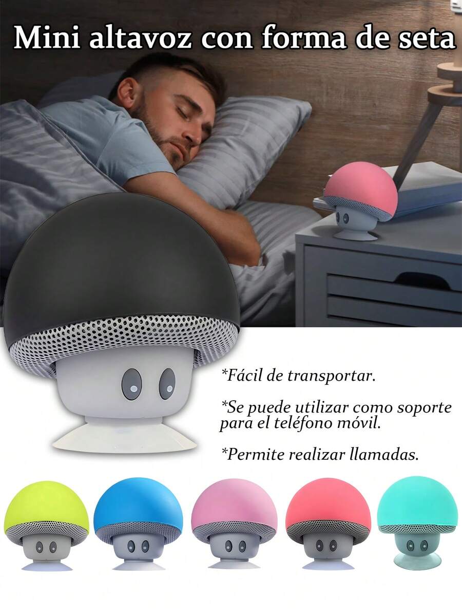 1pc Mini Altavoz Bluetooth Mushroom,Altavoz varillas Portátil con Cabeza de Hongo Tierno,Mini Altavoz Inteligente Portátil Creativo,Puede Usarse como Soporte para Teléfono Móvil, Pequeño y Delicado, Anticaídas, Ventosa de Excelente Sujeción, Altavoz Mini Cabeza de Hongo de Dibujos Animados.