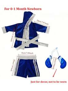 Conjunto de ropas de fotografía de recién nacido con bata de boxeo, guantes y pantalones cortos de boxeador, como trajes de campeón de boxeo - Multicolor - Ver 2