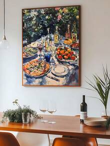 1pc Vintage Italy Posters Oil Painting Style Kitchen Prints,Abstract Pasta And Fork Prints Kitchen Fried Egg Wall Decor,Modern Dining Room Wall Art Funky Kitchen Poster,Bedroom Decor, Living Room Decor, Dining Room Wall Decor,Wall Arts, Wall Decor, Home Decor, Room Decor, Canvas Wall Art, Posters, Wall Art With Frame, Optional Frame ﻿