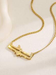 1 Peça Colar de Nome Personalizado em Aço Inoxidável "Você é o Único" Design de Coração, Colar Personalizado Camada Dupla Original com Pingente de Letra Fosca com Detalhes Brilhantes, Corrente Cubana Unissex Lisa/Fosca, Presente de Joias, Adequado para Ocasiões Casuais ou Especiais, Boêmio Chique, Banhado a Ouro 18K, Colar Personalizado Brilhante e Cintilante, Unissex Brilhante/Fosco