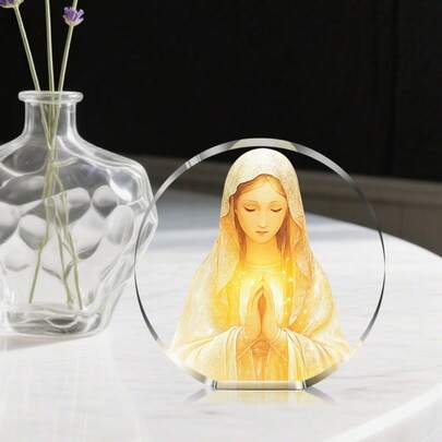 Targa acrilica della Vergine di Guadalupe, opera d'arte religiosa da scrivania, regalo commemorativo, decorazione da tavolo per casa, bar, club, caffè, regali religiosi per mamma, amici o famiglia