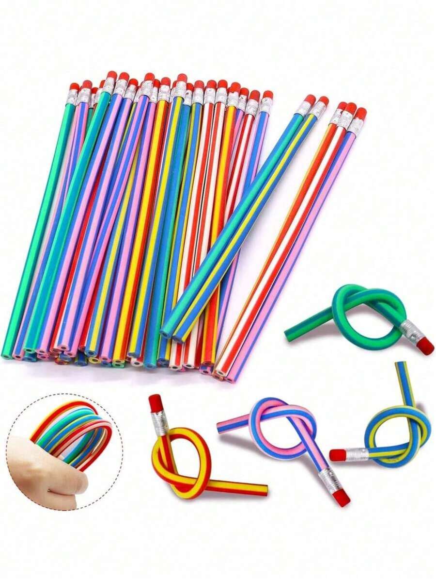 10 Stücke flexible weiche Bleistifte, biegsame Zauberstifte, bunte weiche Stifte mit Radiergummi, perfektes Geschenk, Geburtstag, Feiertag, Weihnachtsparty, Geschenktüten-Füllung, ideales Partyfavour