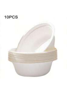 可堆肥白色纸碗，适用于派对、沙拉、甜点等场合