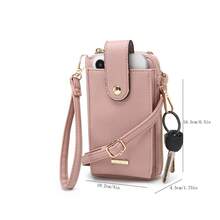Bolso cruzado para mujer con soporte para llaves y ventana transparente, bolso multifunción antirrobo con correa ajustable para uso diario - Rosa - Ver 2