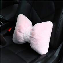 1 件可爱粉色蝴蝶结毛绒颈枕和腰部支撑垫，汽车头枕 - 均碼 - 查看 8