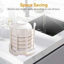 1 pieza de estante extensible para tazones de escritorio, estante de almacenamiento de cocina, soporte de taza de goteo de plástico, estante de almacenamiento de tazones y platos de gabinete, herramienta de almacenamiento de platos, decoración del hogar, regalo de Navidad, regalo para el hogar, decoración de la habitación