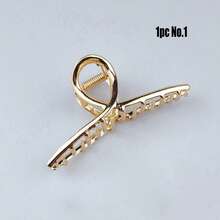 3pcs Women Minimalist Metals Hair Claw Street Y2k Claw Clips Hair Clips Hair Jaw Clip Hair Clamps Hair Clutch Hair Catcher Clip, School Stuff, College Fall Winter Hair Accessories For Women For Vacation Outfits Woman - Gold - View 6