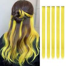 Clip-In Hårextensions Syntetiska extensions - Gul - Visa 9