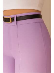 Premium Tailored Swamp Pants With A Simple Pocket Accompanied By A Thin Belt Fabric With Belt Zipper Pocket - tử đinh hương - Xem 2