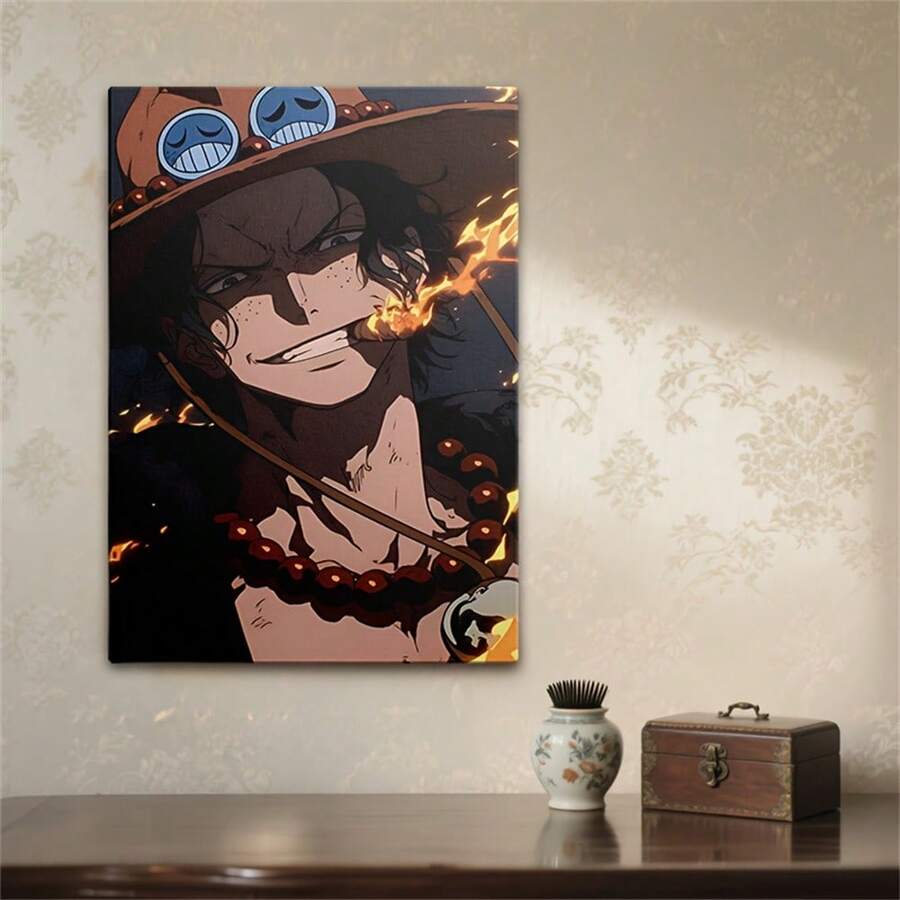 1 pièce Affiche sur canevas d'art mural de pirate anime - Une pièce sur le thème des pirates avec des yeux vifs et des scènes d'action dynamiques, convient pour le salon, la chambre, le bureau, le garage - Cadeau pour les fans d'anime, décoration de la maison, couleurs vives, œuvre d'art durable, sans cadre.