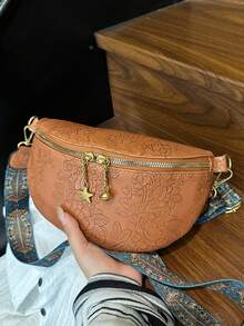 1 Miếng Nâu Nhấn Hoa Da giả Đúng mốt Vai , Chéo cơ thể , Túi đeo ngực , Túi đeo lưng Thích hợp Đối với phụ nữ Mỗi ngày Sử dụng , Ngày tháng Qủa tặng - màu nâu - Xem 2