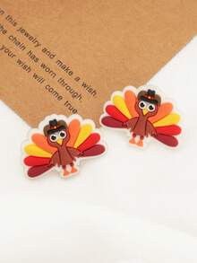 1 Pair Cute Cartoon Thanksgiving Turkey Earrings