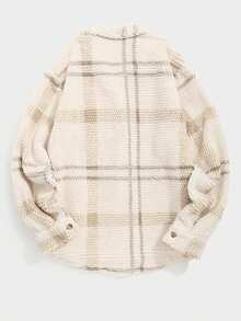 格子毛绒衬衫外套，休闲针织衫，家居服，情侣装，秋冬