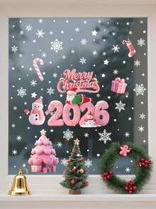 1 Set Of 4pcs New Year 2026 Christmas Stickers, Window Stickers, Glass Stickers For Home, Mall, Shop Window Holiday Decoration Wall Stickers Room Decor Wall Sticker Wall Decor Home Decor Christmas Decorations Christmas Decorations Home