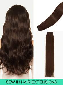 Extensões de cabelo costuradas, pacotes de cabelo humano real, extensões de cabelo com trama genial, trama colorida destacada, extensões de trama dupla amarradas à mão para mulheres