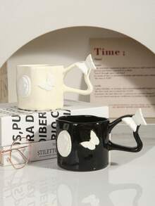 1 Peça Caneca Cerâmica 3D de Borboleta, Adequada para Água, Café, Leite, Xícaras de Chá, Presentes Personalizados, Presentes para Mulheres, Presentes para Mães, Presentes de Aniversário